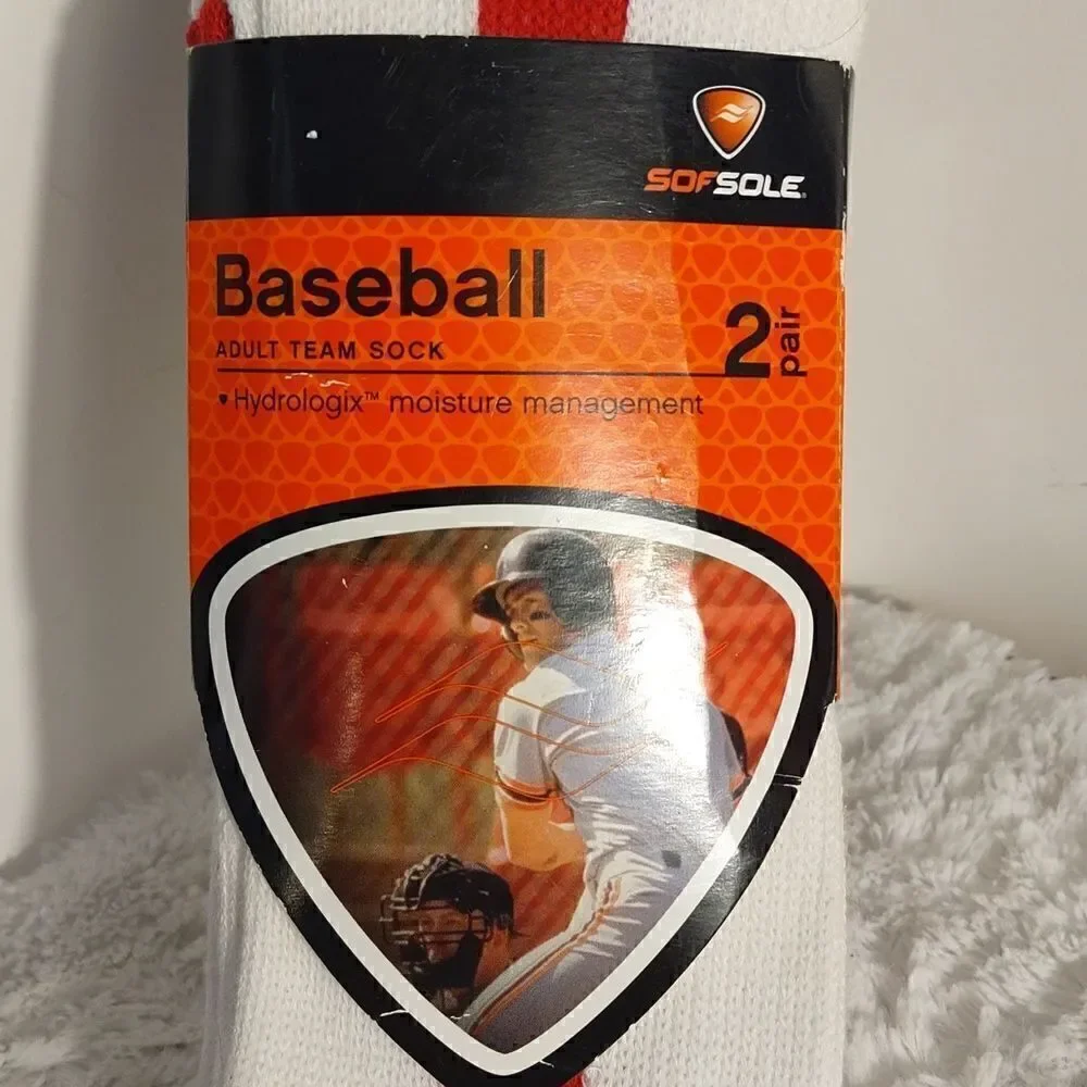 Red Stripe Men's Baseball Socks 2 Pair